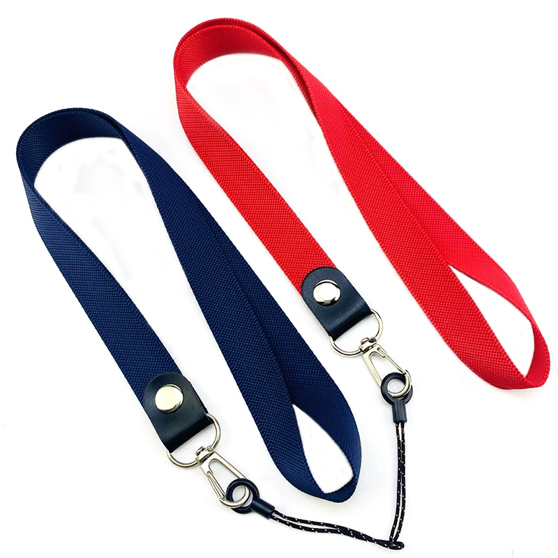 Custom Polyester Plain Color Wrist Strap ID Badge Card Holder USB Teacher Lanyard Keychain with Leather