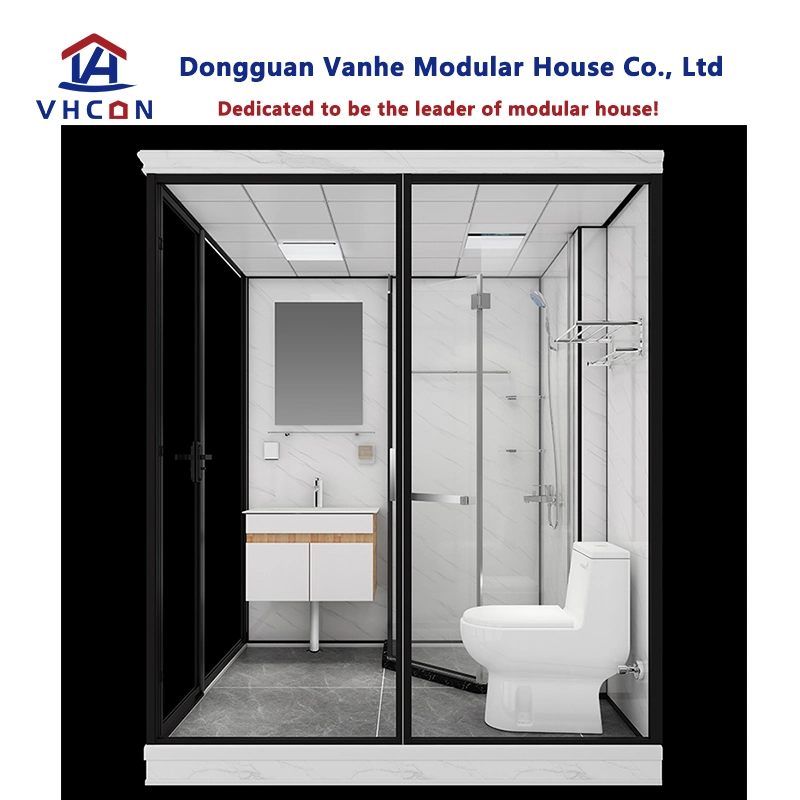 One Bedroom Complete Shower Unit Prefabricated Portable Glass Door Hotel Building Design Modular Luxury Prefab Bathroom Pod with Shipping Home