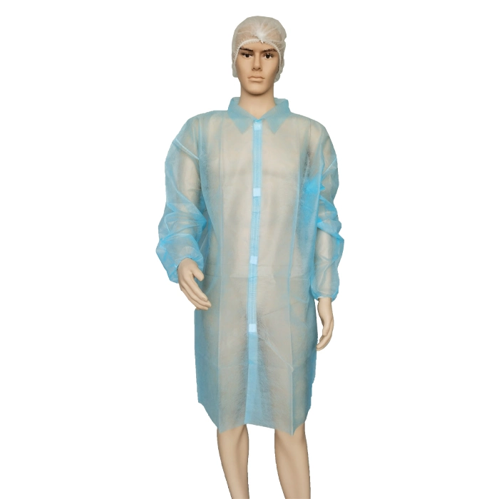 CE Approved Disposable Customized Non Woven Lab PP Breathable Safety Food Factory Protective Dental Dentist Visitor Coat Medical Nurse Working Garment