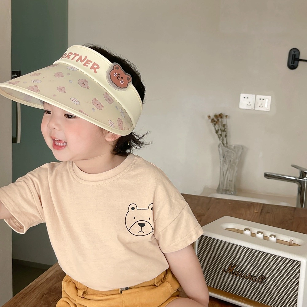 Foreign Style Baby Empty Large Brimmed Visor Printed Bear Bright Light Cap