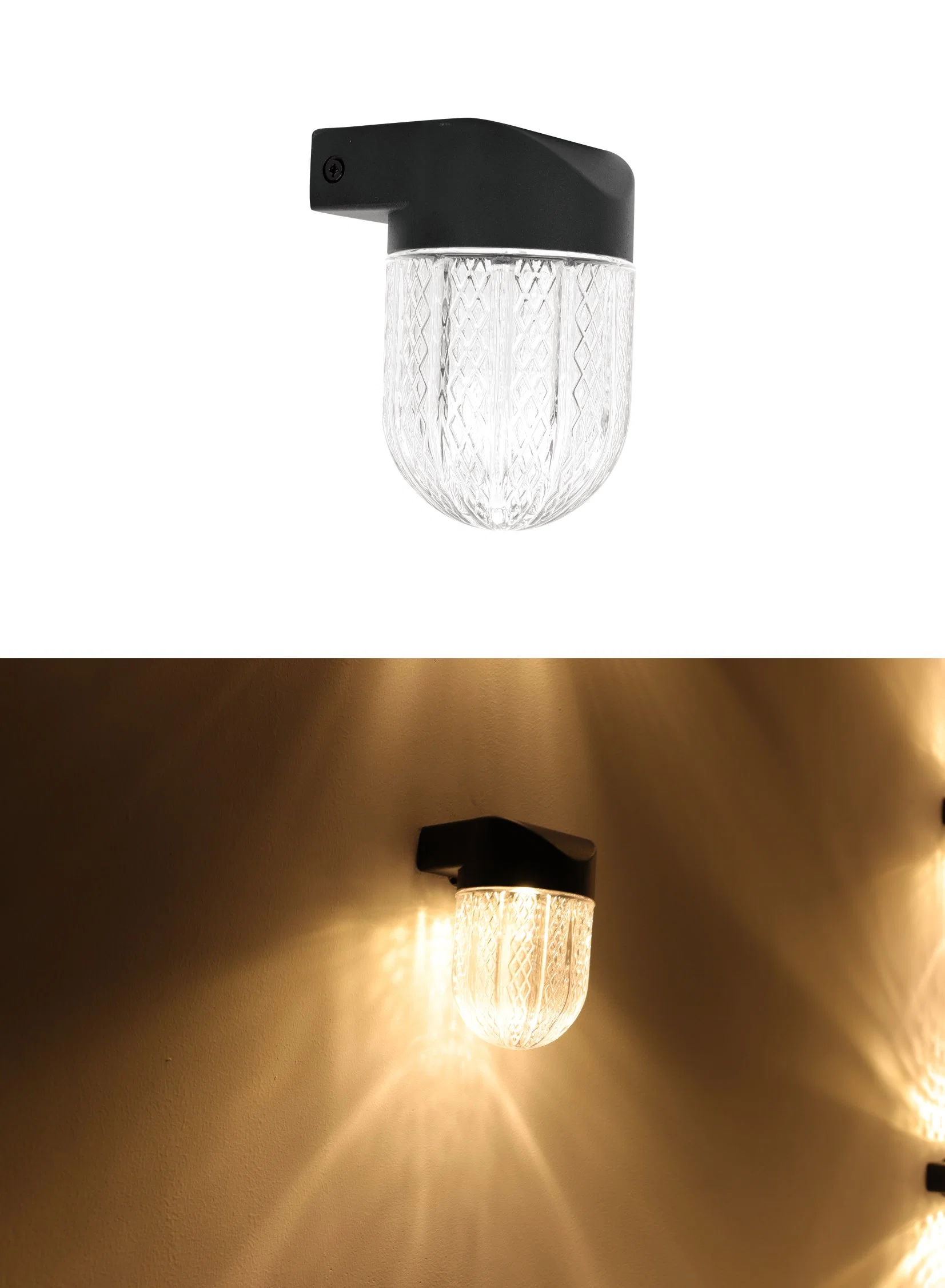 إضاءة حائط LED زخرفية فنية خارجية مع زجاج كريستال شينينج شيل المقاومة للماء IP65