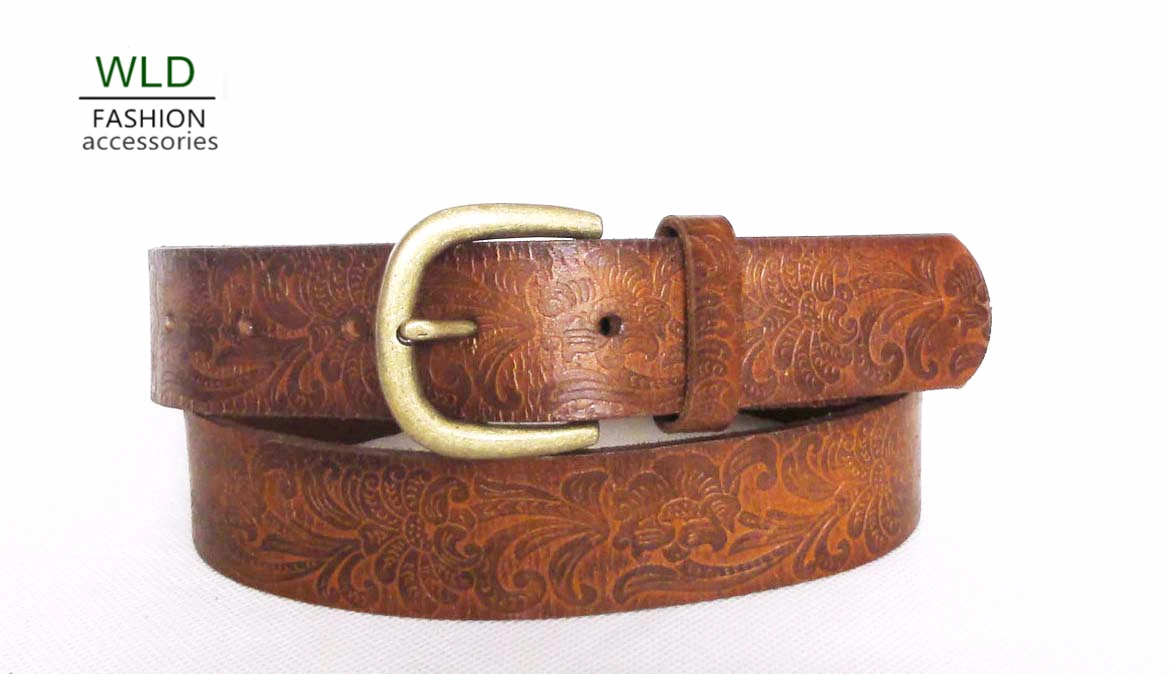Fashion Embossing Basic Genuine Top Leather Lady Belt Lky1013