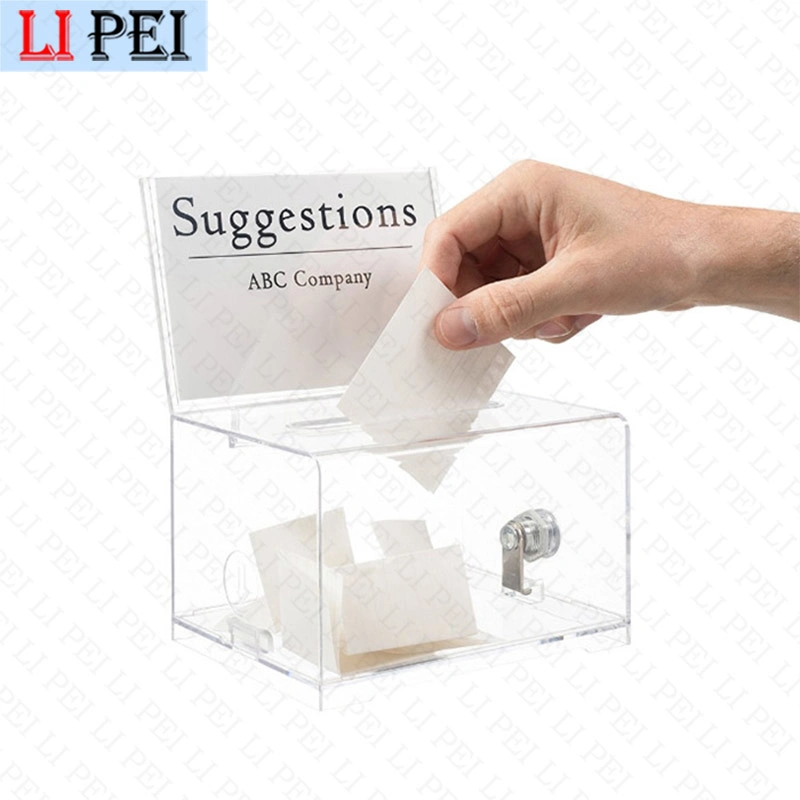 Wholesale Large Floor Stand Transparent Charity Donation Ballot Collection Box Acrylic Donation Box with Lock and Key