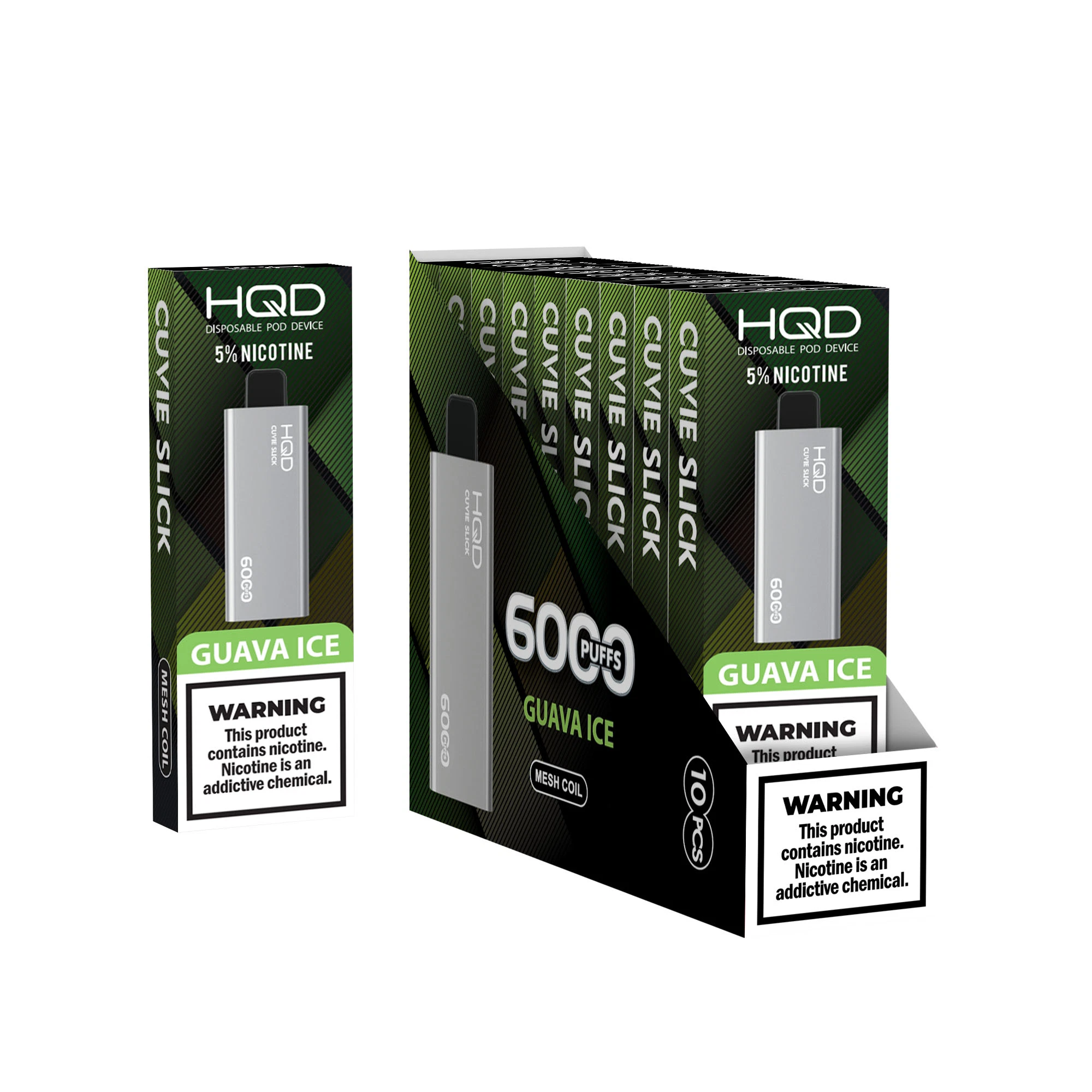 Hqd Vape Cuvie desechables de gama alta de guayaba resbaladizo hielo 6000 inhalaciones