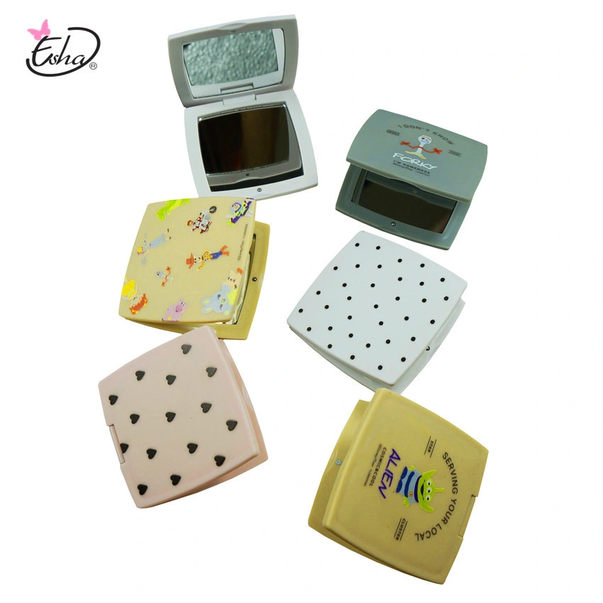 Double-Sided Folding Square Makeup Mirror Portable Small Mirror Japanese-Style Cute Pocket Mirror