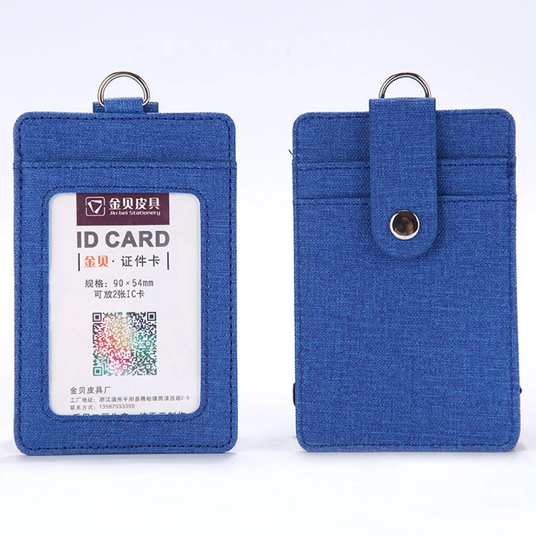 in Stock Ready to Ship Retractable Reel PU Leather ID Card Working Card Badge Holders with Strap