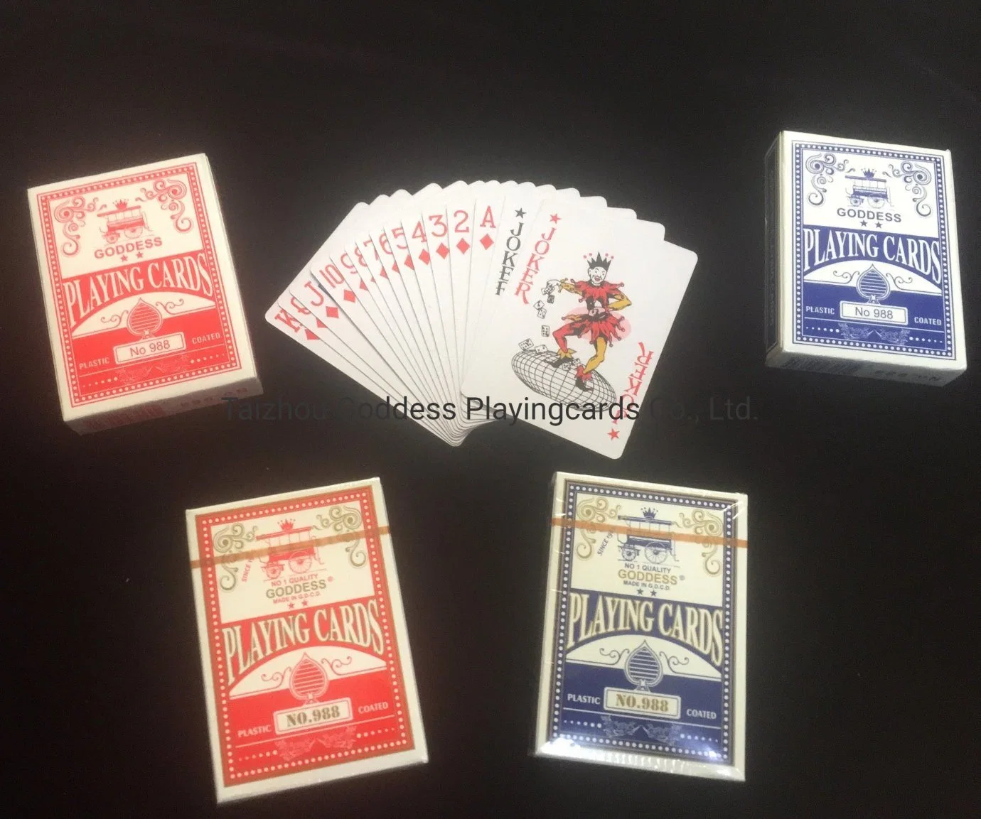 Red and Blue Plastic Coated Playingcards 988