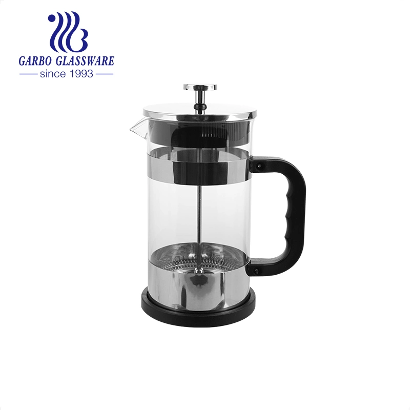 Heat Resistant High Borosilicate Glass French Press Pot Coffee Maker with Stainless Steel Handle