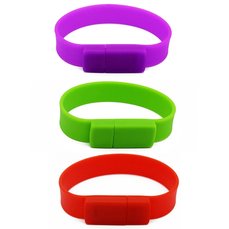 محرك أقراص USB محمول من نوع Silicone Bracelet شريحة معصم USB من أجل شعار التخصيص