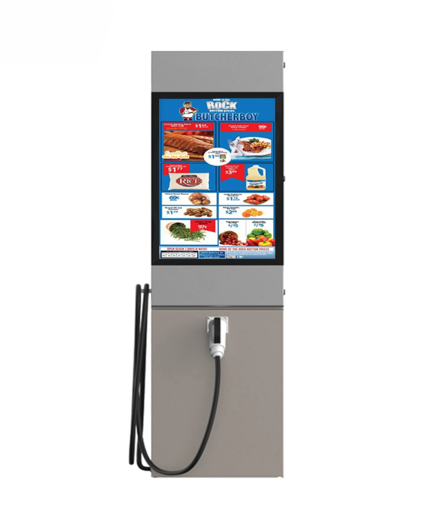 43 Zoll 7kw Card Pay Outdoor LCD-Display Bodenstehend EV Ladebäule EU und US Standard