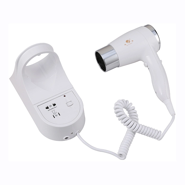 1200W White Plastic Professional Hotel Supply Wall Mounted Hair Dryer