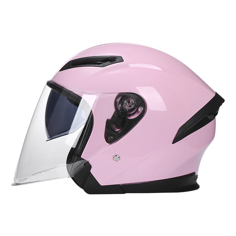 OEM/ODM rosa Atacado meia face aberta Custom Double Lens Electric Capacete de segurança para motociclos ABS colorido