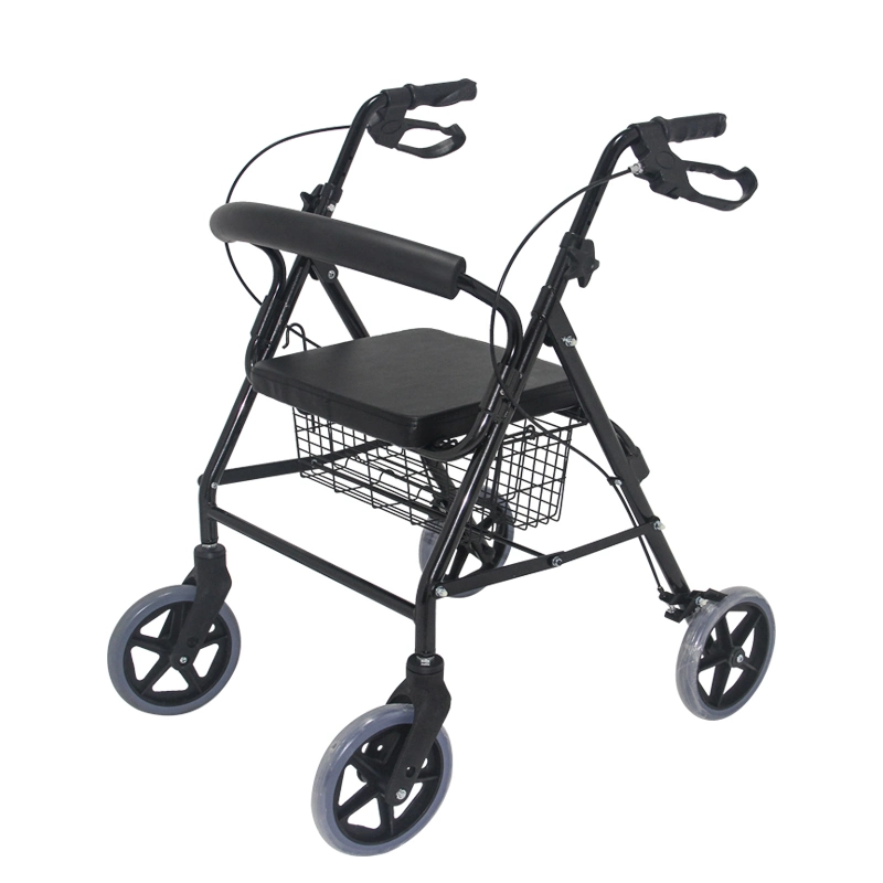 Aluminum Adult Portable Transfer Chair Rolling Foldable Manual Walker Rollator with Seat