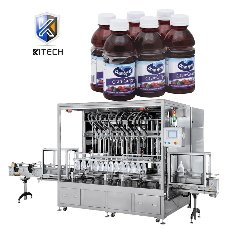 Kitech 12 Jefes de peso automático de la botella de plástico de la uva el jugo de arándano Máquina de Llenado