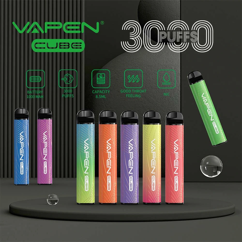 VAPE al por mayor Pen Vapen Cube Factory 0% 2% 5% E Cigarros 1000 mAh 3000 Puff Plus Vapores desechables