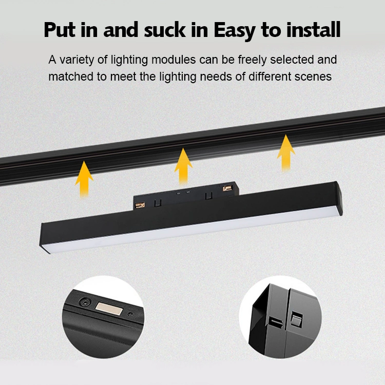 Ultra-Thin Track Decorative Lighting, Black/White Rotatable 8W LED Magnetic Track Grille Light