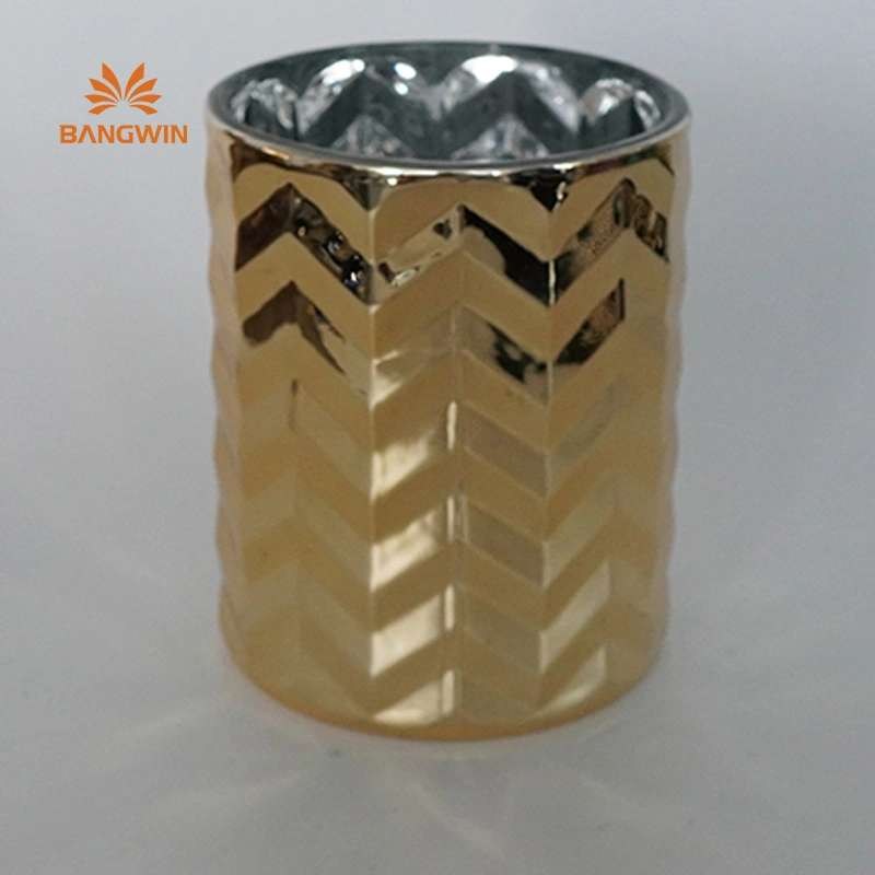 Jarros de luxo com base redonda e rebordo dourado para velas Fazer