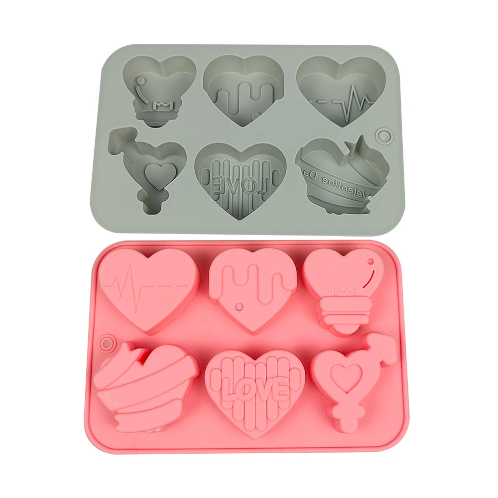 BPA Free Six Holes Love Shape Chocolate Mold Silicone Cake Mold