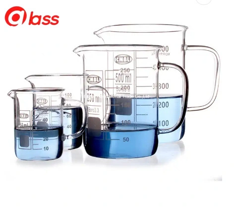 Laboratorio de diferente tamaño cristalería forma baja vidrio borosilicato 3.3 Medición vaso