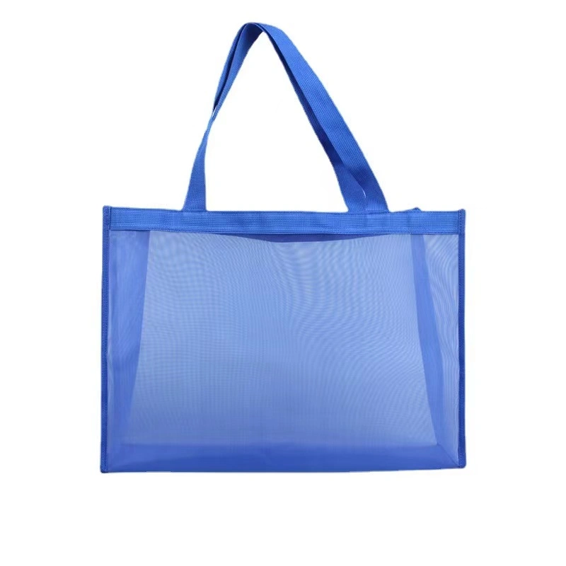 Eco-Friendly Netted Reusable Shopping Tote Bag Big Capacity Mesh Beach Tote Bag with Handles Nylon Net Carry Bag