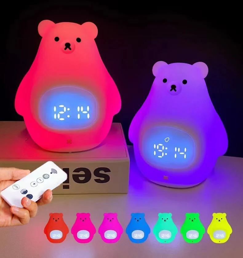 Karton Weiß Big Bear Batterie Silikon Kinder Wecker Nacht Licht