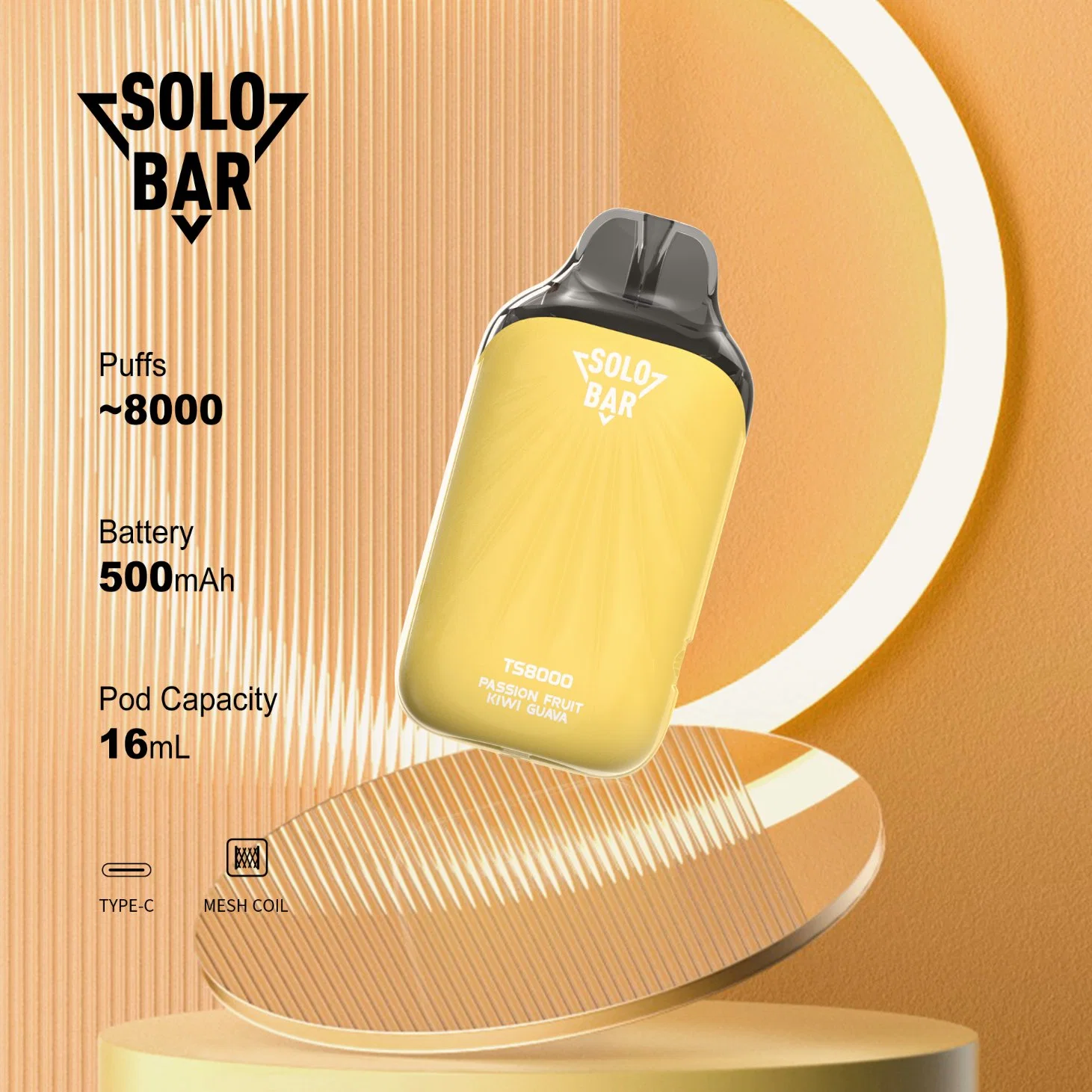 Vapeman Solobar Ts8000 with Type-C Charge Port 8000puffs Disposable/Chargeable Pod 20mg Vape Kit