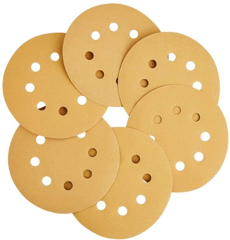 4 Inch Yellow Sanding Disc 8holes 5" Aluminum Oxide Sandpaper Abrasive Disc