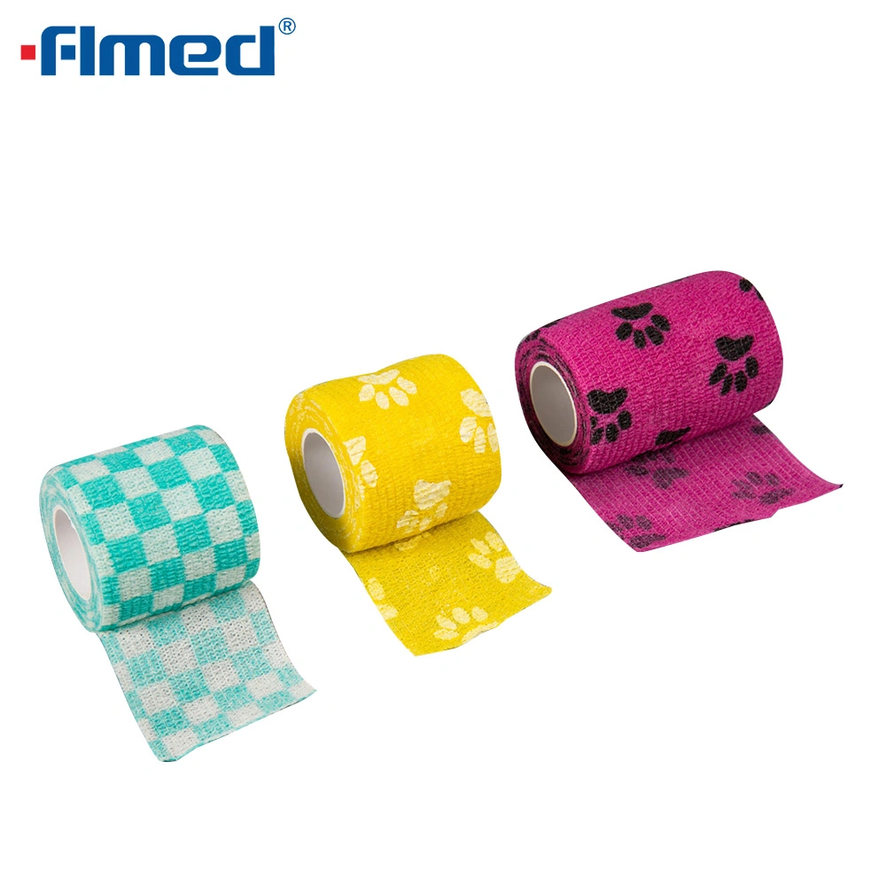 Non Woven Elastic Cohesive Bandage Huamn or Animals Use Printed Custom Self-Adhesive Bandage