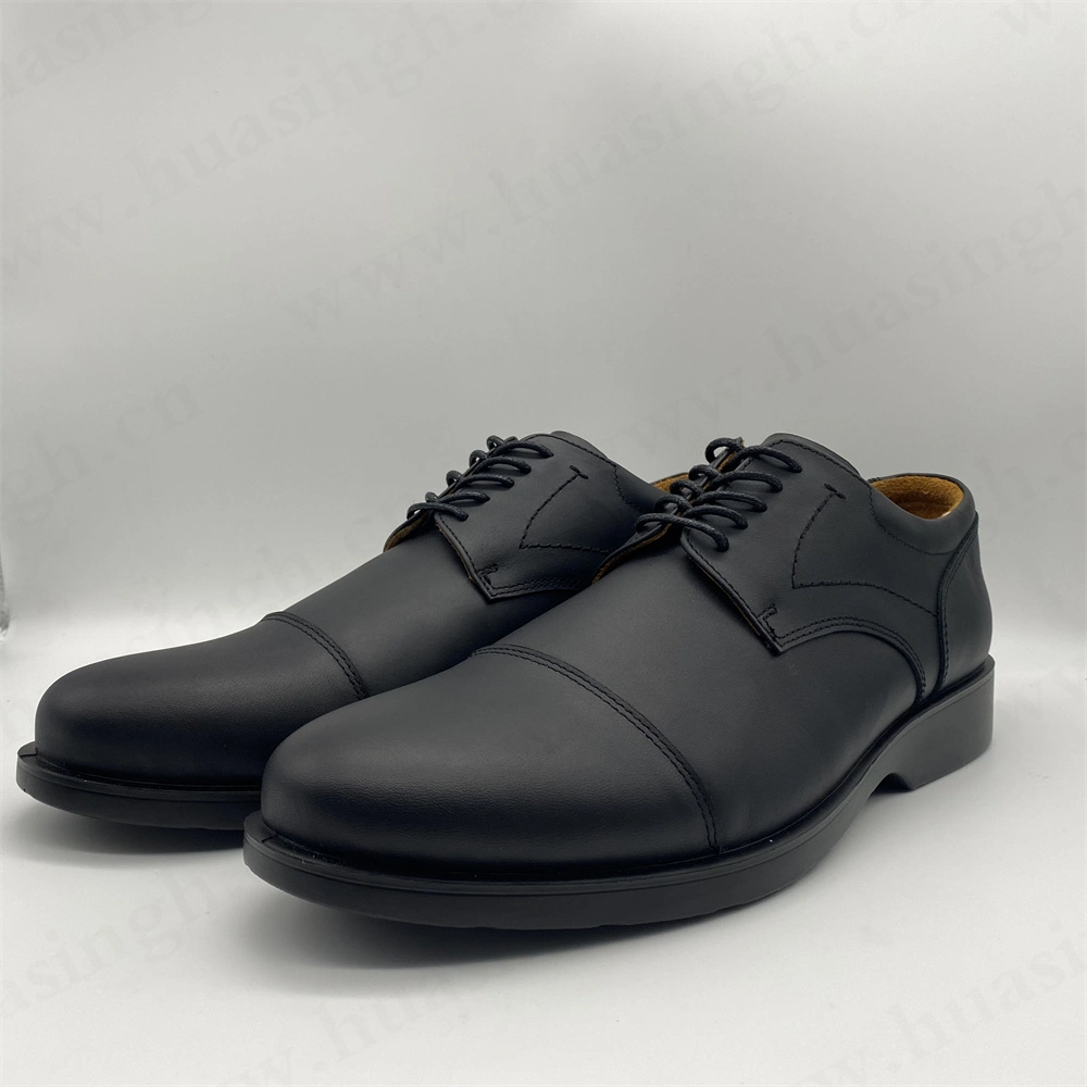 Lxg, Factory Direct Sale Full Grain Leather PU Injection Outsole Black Dress Shoes Hsa028