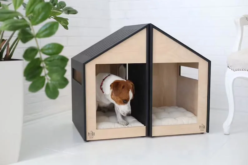 Casa moderna de dos perros o gatos gemelos inteligente Perrera Caja cama Pet Pet muebles interiores