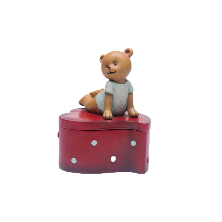 Hand Made Resin Cute Bear Jewelry Holder Box Craft for Home Decor