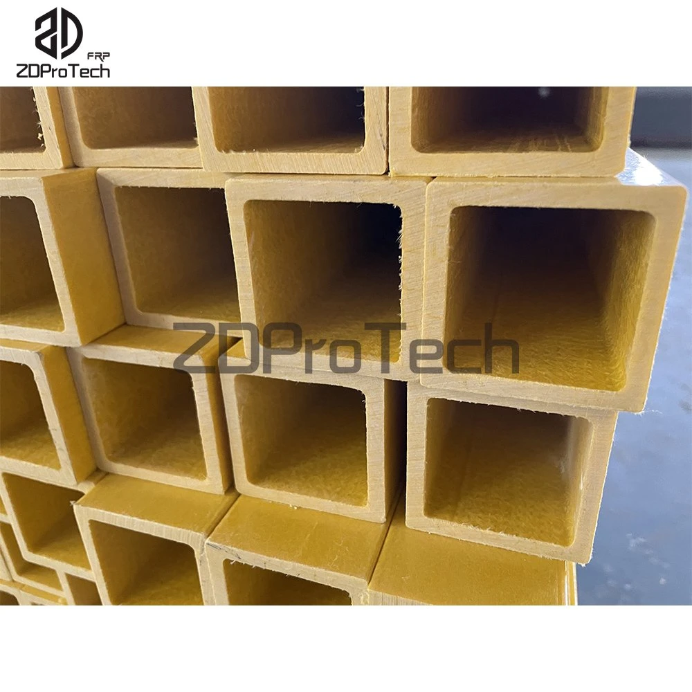 Fiberglass Square Rectangular Box Section Hollow Tube Gfrp Tube for Municipal Construction