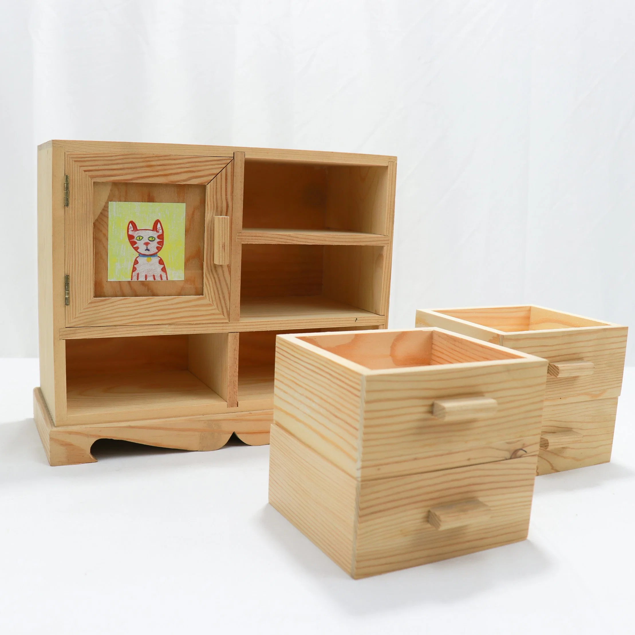 New Style Wooden Bamboo Desk Organizer Box with Drawers for Home
