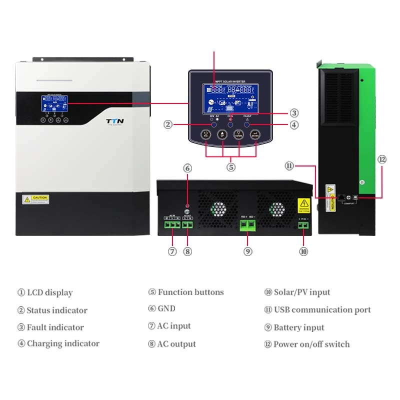 Ttn off Grid 6.2kw Hybrid Solar Inverter 48V to 230V Inverter