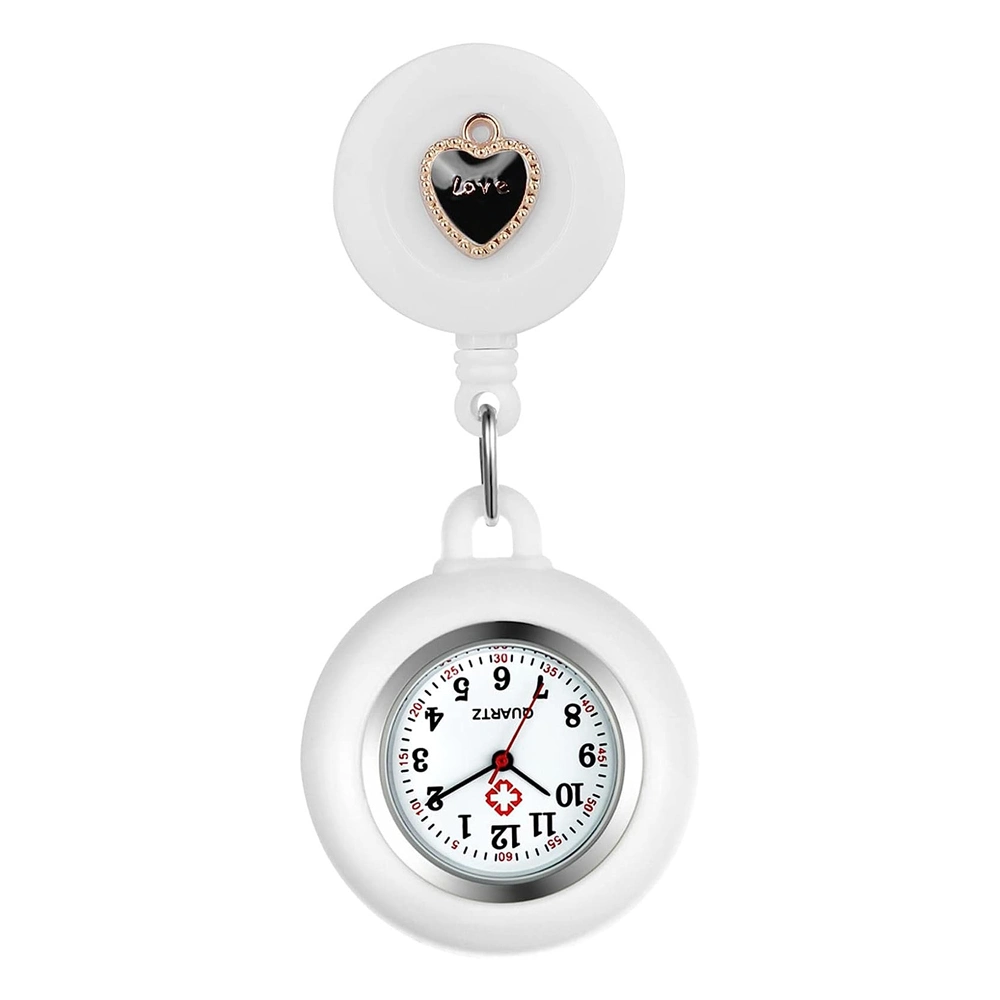 ICEN Enfermera retractable del Hospital Doctor Pocket Watch Hang clips Badge Reloj de enfermera de cuarzo carrete