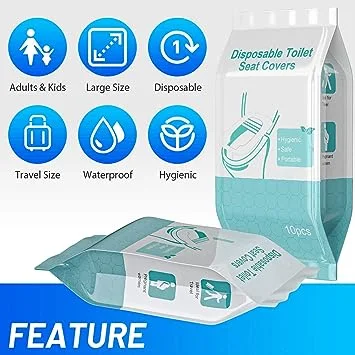 Toilet Seat Covers Disposable Travel, Faster Use-Sticker Free, Waterproof, Toilet Seat Cover, Individually for Public Restroom/Airplane/Outdoors