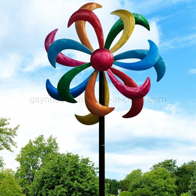 Металлические Multi-Color спираль ветра мельница для сада украшения, металлическая скульптура интерьер