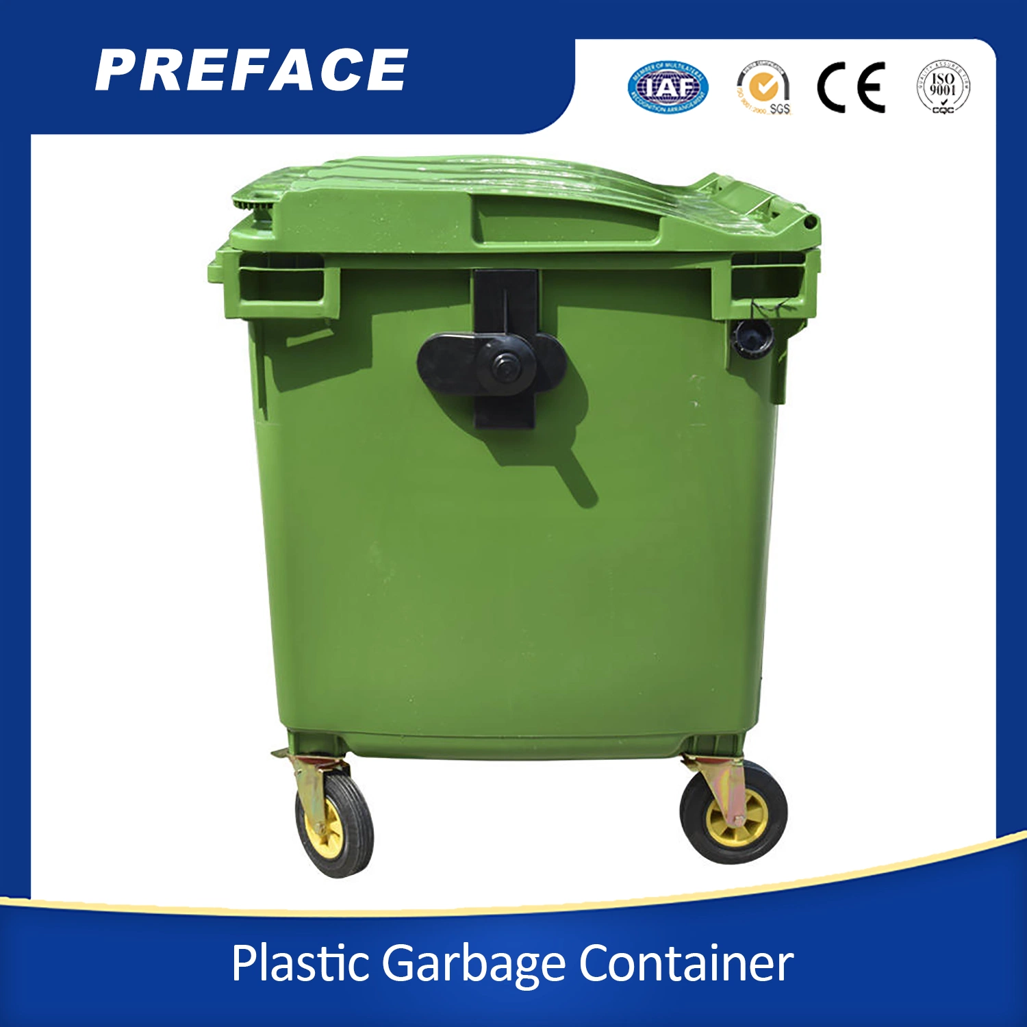 Manufacturer 660 Liter Plastic Industrial Dustbin Mobile Waste Container Garbage Container Trash Can Four Wheels