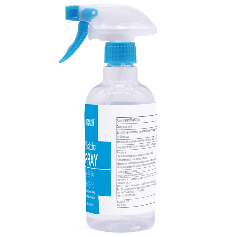 OEM Vente en gros alcool 75% germicide antibactérien Spray 500ml