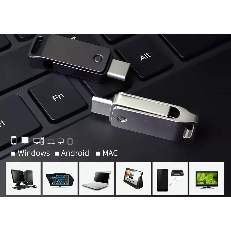 Metal USB Drive Swivel USB 2.0 3.0 Flash Drives Type-C Smartphone USB Flash Drive