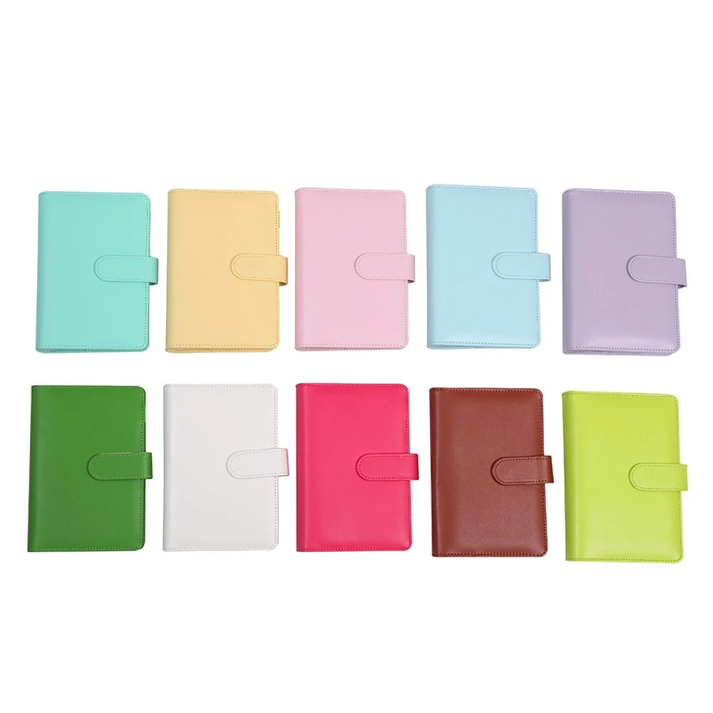 Cuaderno de venta al por mayor anillos de 6 Empresa espiral Planner Agenda de Trabajo Presupuesto Binder Macaron de color caramelo cubierta de cuero de PU5 A6 UN Binder