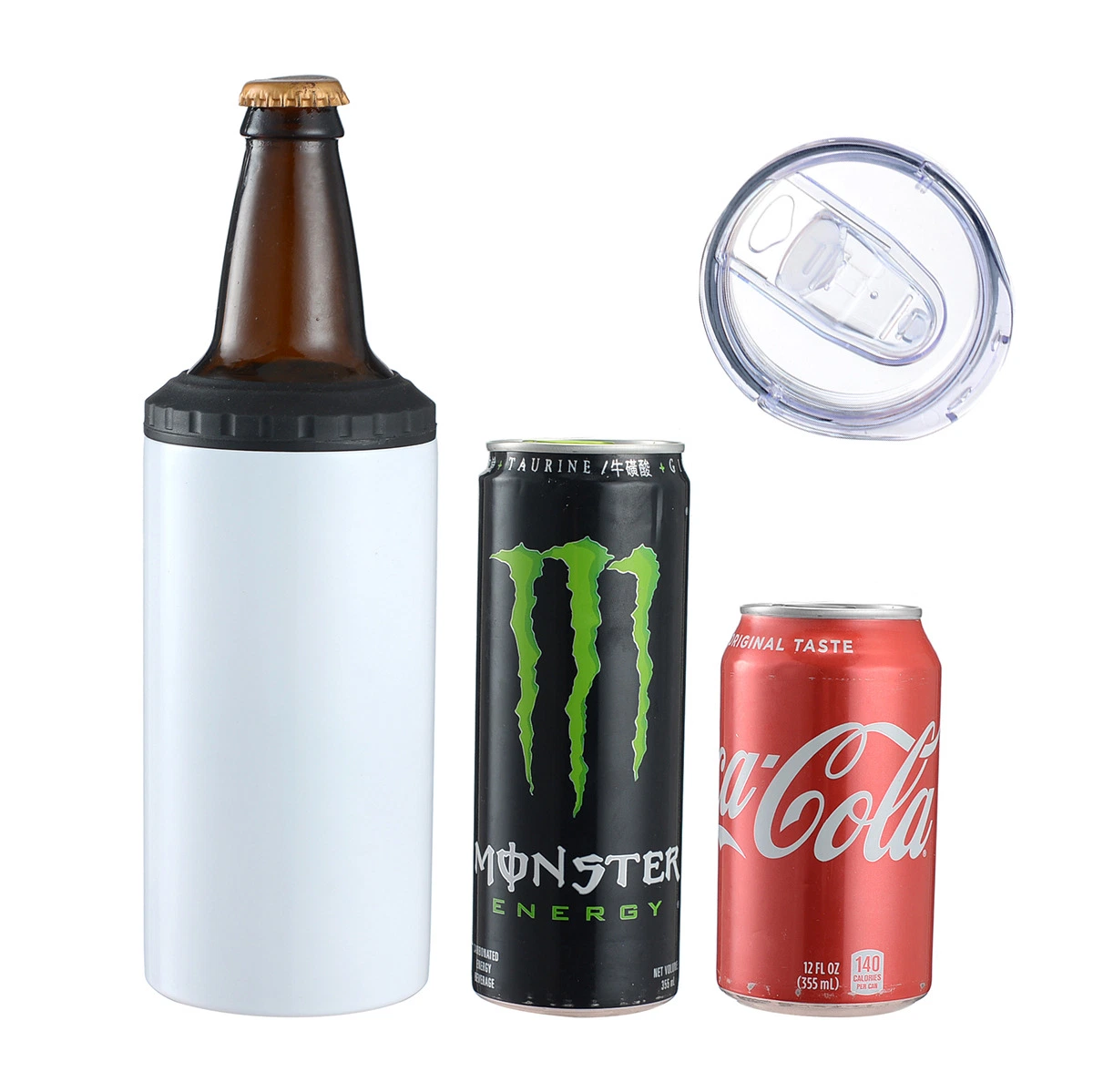 4 em 1, 4 oz, Atacado, aço inoxidável, parede dupla fina Lata refrigerador suporte cerveja cola lata