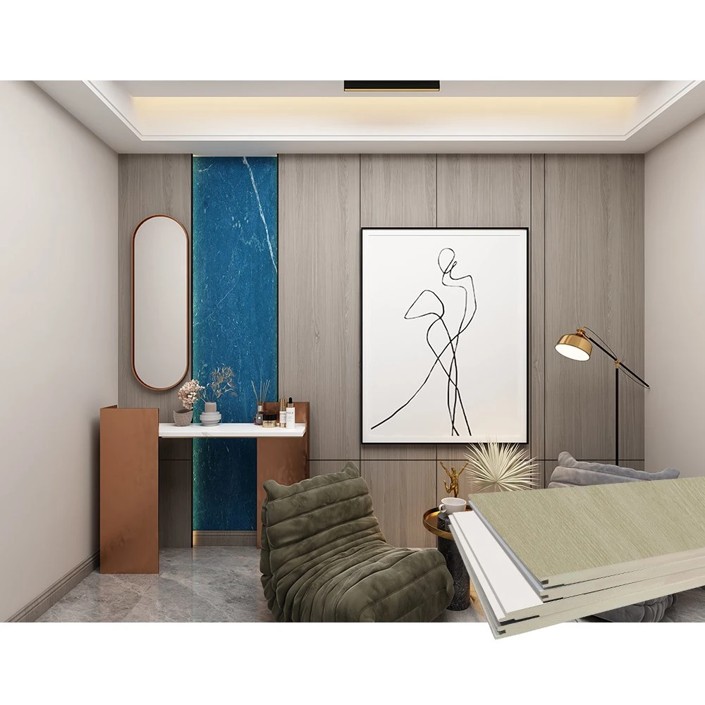 Simple de style européen de la salle de séjour un revêtement de sol en vinyle PVC SPC-de-chaussée