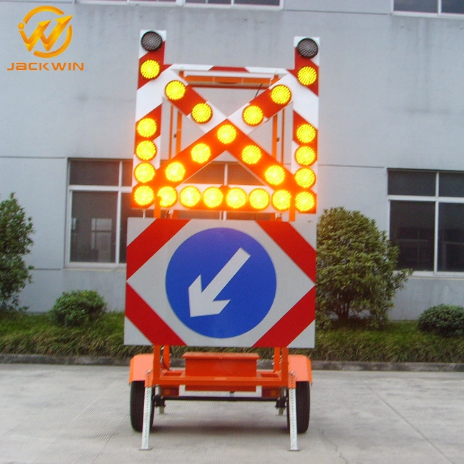 LED Signs Road Construction Car Triangle Warning Sign Arrow Signal Mobile Trailer