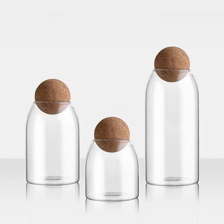 1200ml Round Ball Cork Stopper Lead-Free Glass Packing Jar