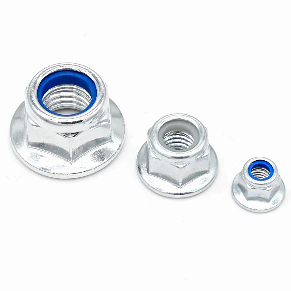 China Wholesale/Supplier Carbon Steel Blue White Zinc-Plated Grade 4.8 Stainless Steel 304 316 Dome Cap Nut Brown Nylon Black Nylon Hex Flange Insert Lock Nuts