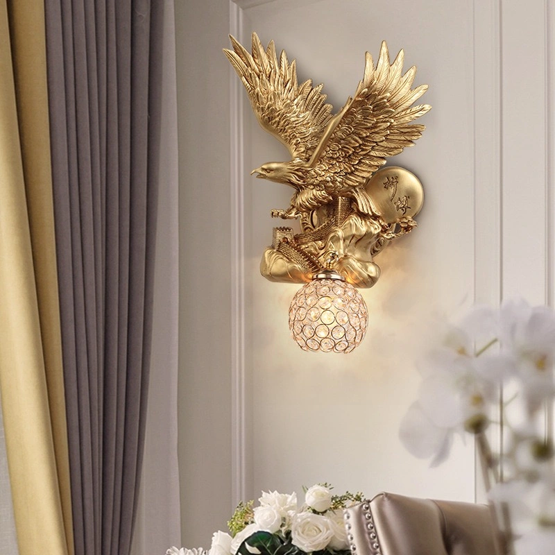 Style nordique Creative Eagle Wall Lamp Livingroom arrière-plan Décoration d'animal