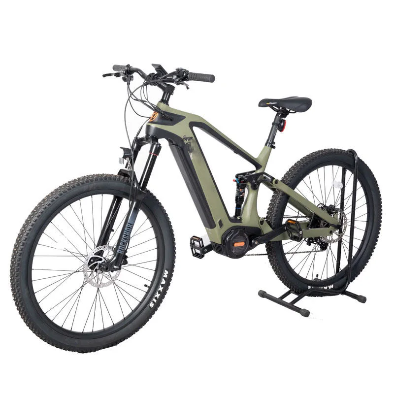 Center Motor Electric Bicycle with Hidden Battery Full Suspension