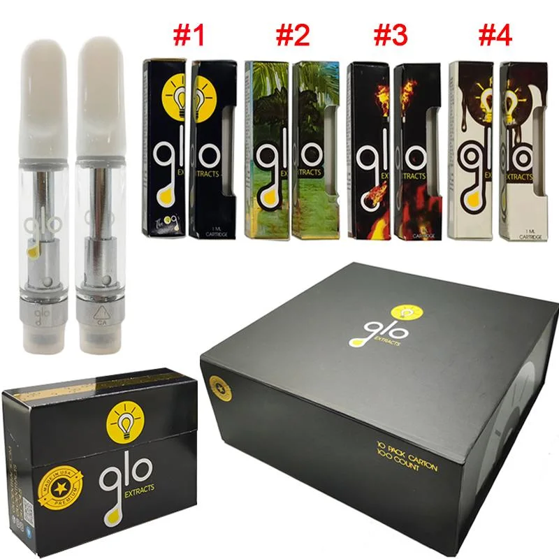 510 Cartridges Ceramic Drip Tip Glo Cart Glass Tank Ceramic Coil Atomizer with Packaging Box