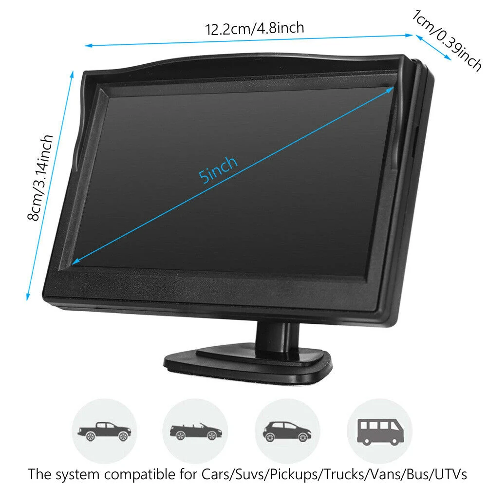 Monitor LCD TFT para automóvel de 5" com conector CC de 4 pinos Aviation Conector 12 - 24 V para carro de transporte